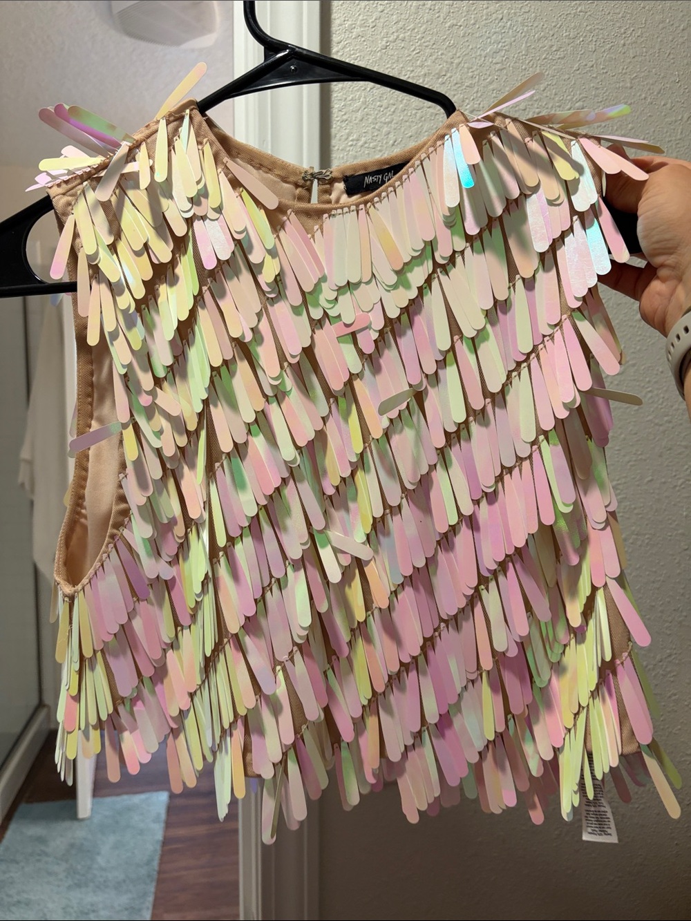 Nasty Gal Iridescent Sequin Tank Top